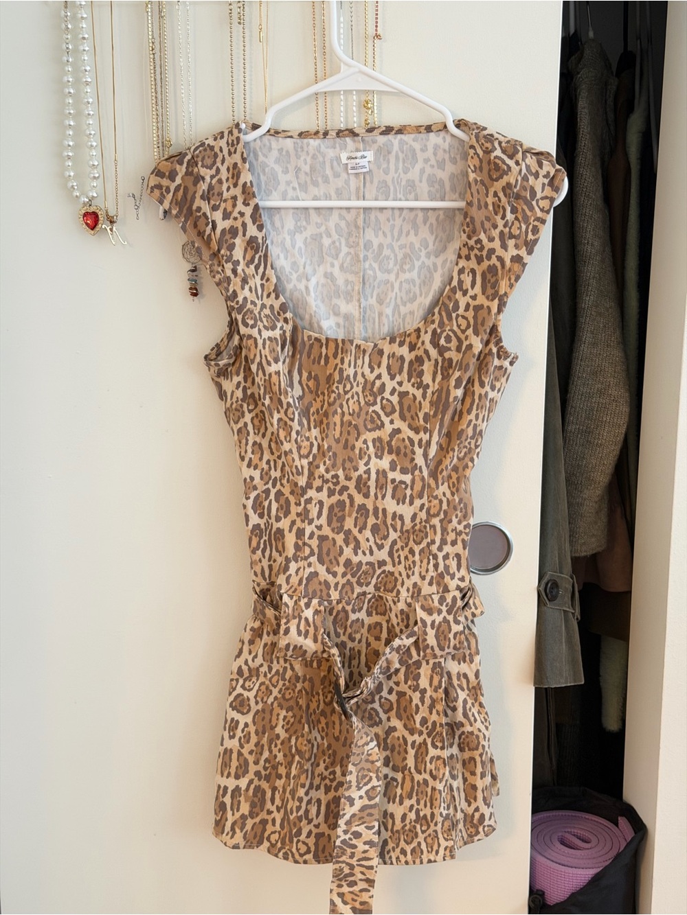 Kimchi Blue Leopard Print Tie-Waist Dress - Brown